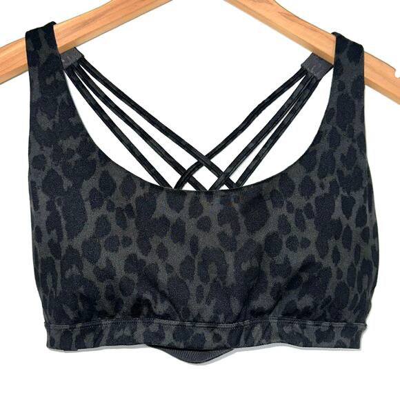 Victorias Secret Strappy Black Leopard Print Low Impact Sports Bra Size Large - Picture 4 of 12